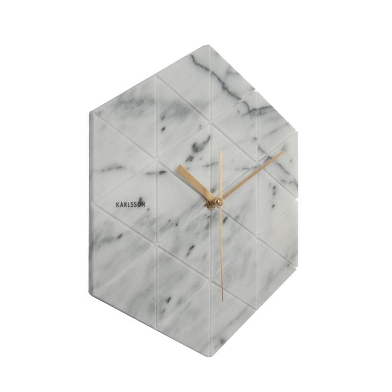 Marble Hexagon 六角形大理石紋時鐘 - 白