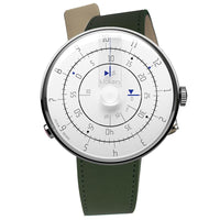 【買錶送文青提袋，送完為止!】KLOK-01- M1 極簡白色錶頭 + 單圈皮革錶帶