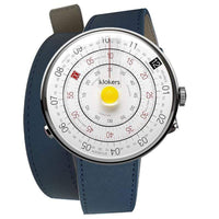 KLOK-01-D1 黃色錶頭＋雙圈皮革錶帶