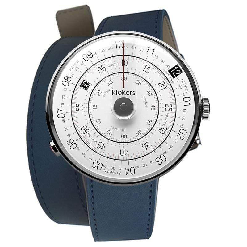 KLOK-01-D2 灰色錶頭＋雙圈皮革錶帶