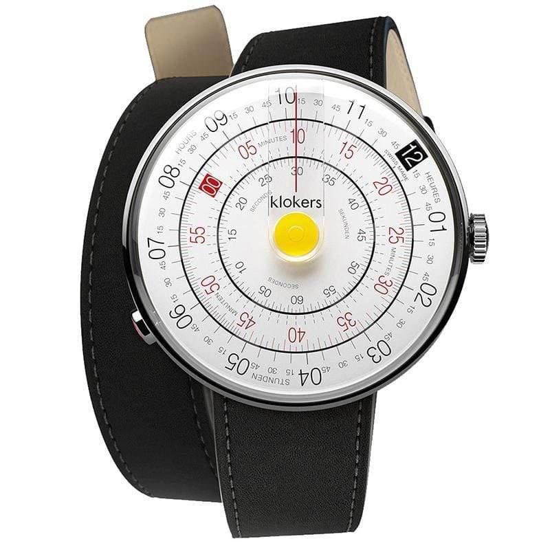 KLOK-01-D1 黃色錶頭＋雙圈皮革錶帶