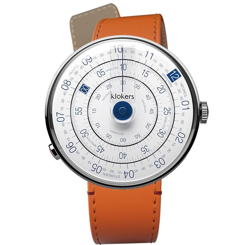 【買錶送原廠手環，款式隨機，送完為止!】KLOK-01-D4 藍色錶頭＋寬版單圈皮革錶帶