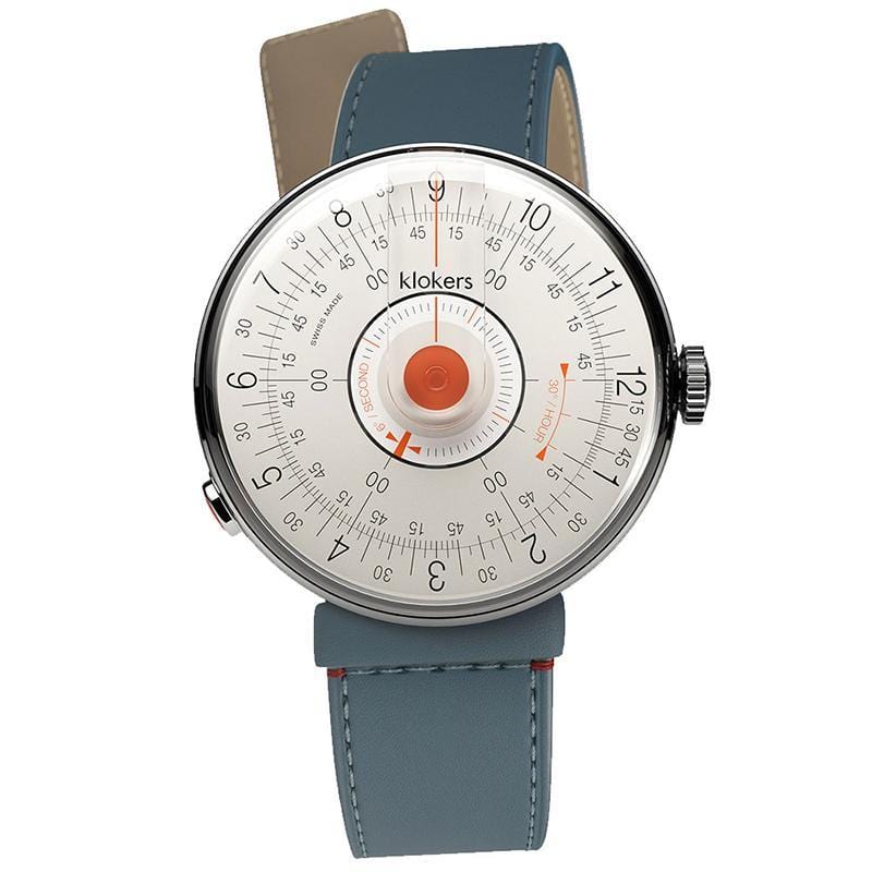 【買錶送原廠手環，款式隨機，送完為止!】KLOK-08-D2 橘軸+細直單圈皮革錶帶