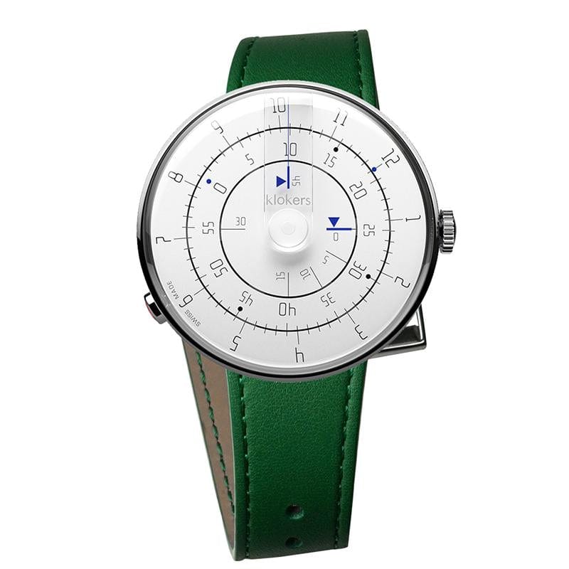 【買錶送文青提袋，送完為止!】KLOK-01- M1 極簡白色錶頭 + 單圈皮革錶帶