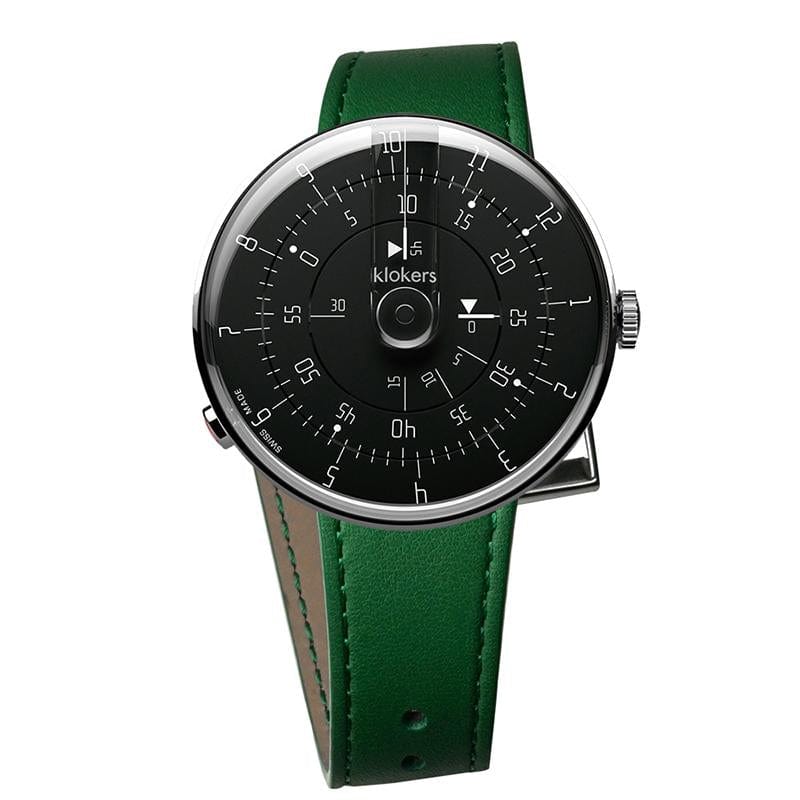 【買錶送文青提袋，送完為止!】KLOK-01- M2 極簡黑色錶頭 + 單圈皮革錶帶