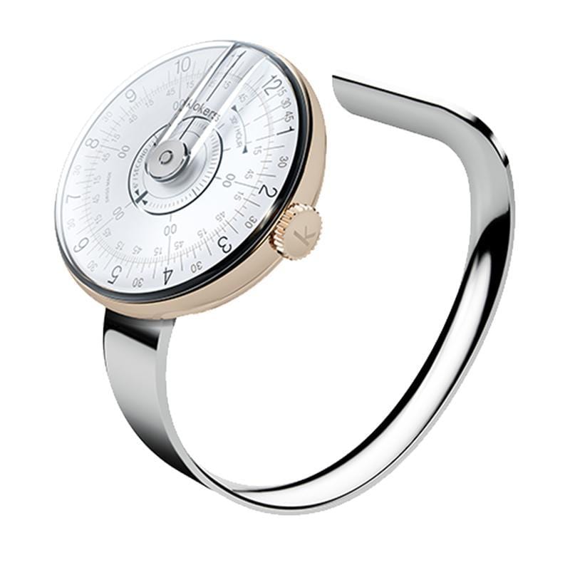 【買錶送文青提袋，送完為止!】KLOK-08-D1 白軸錶頭＋時尚銀色手環