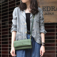 日本製手工真皮時尚2WAY手拿包/斜肩包 綠色