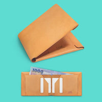 COZI- 100% 植鞣革雙折短夾 錢包 - 提供1個紙幣隔層，2 個名片/卡夾層，可收納 10 張卡片