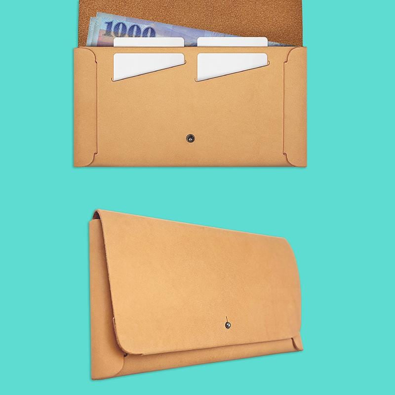 COZI- 100% 植鞣革長型皮夾 - 提供2 個紙幣隔層，4 個名片/卡夾層，可收納 8 張卡片