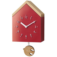 Rovine- 小木屋造型搖擺掛鐘(紅)