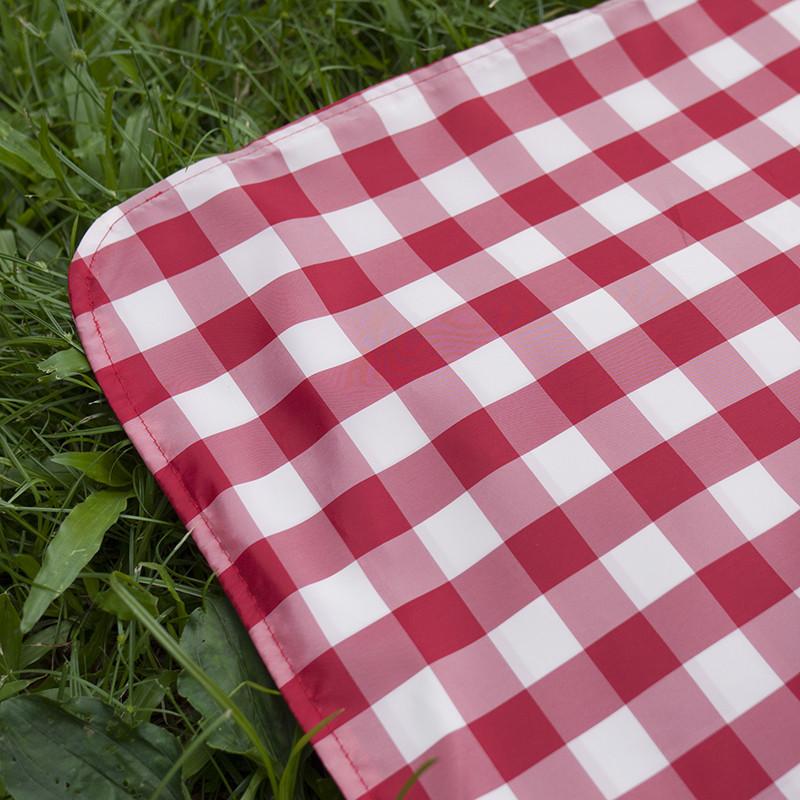 經典美式紅白格紋4人防水收納野餐墊