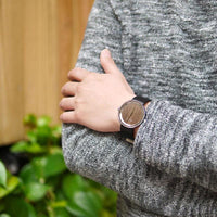 丹麥霍伊經典原木手錶－Element 美洲胡桃木 兩色- 不銹鋼銀、玫瑰金