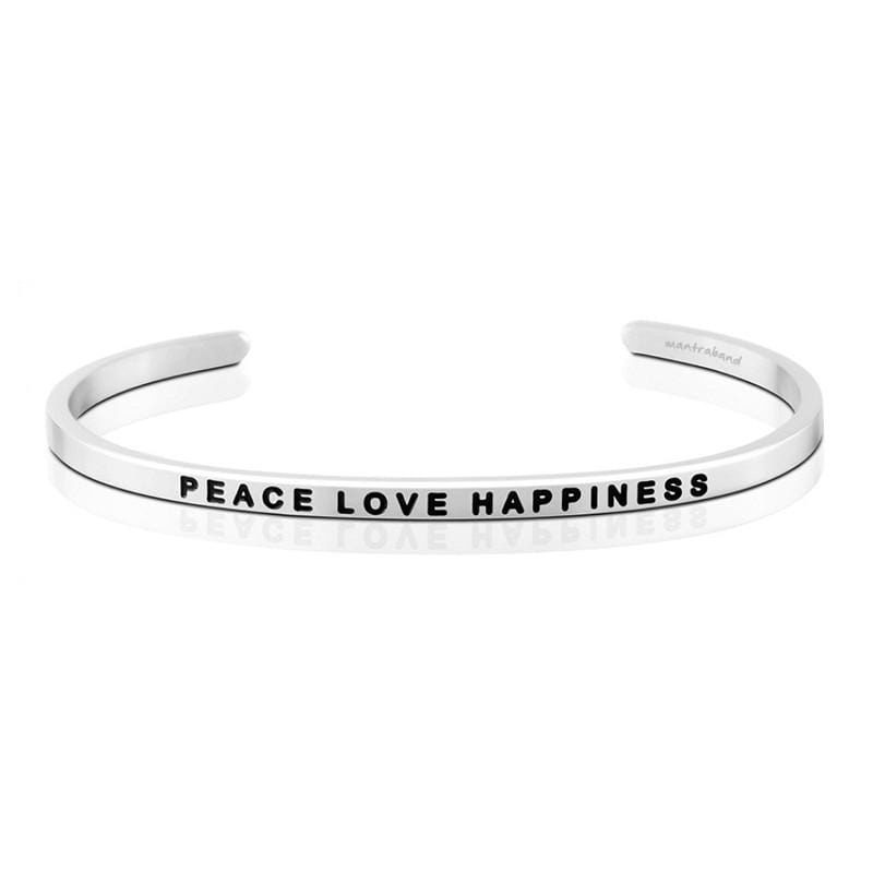 悄悄話手環 PEACE LOVE HAPPINESS 和平幸福愛 - 銀色