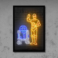 12” x 16” 霓虹式肖像海報 - R2-D / C-3PO