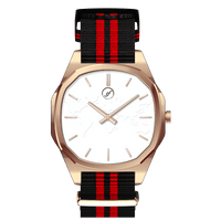 Voyager on NATO--經典紅黑帆布錶帶-金框白錶面