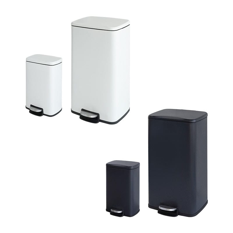 緩降靜音簡約方型垃圾桶-大+小組(30L+5L)-兩色可選