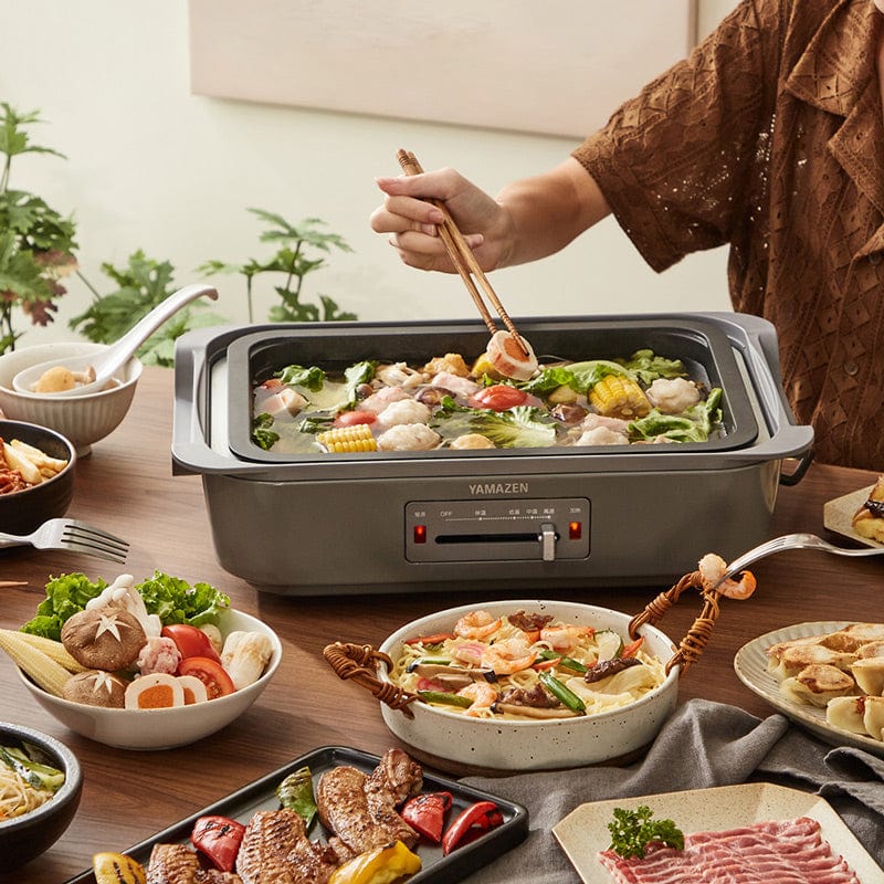 日本【YAMAZEN 】深型電烤盤 GHK-S120TW  兩色可選