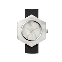Mason Collection 六角形大理石手錶 - 白大理石(黑錶帶)