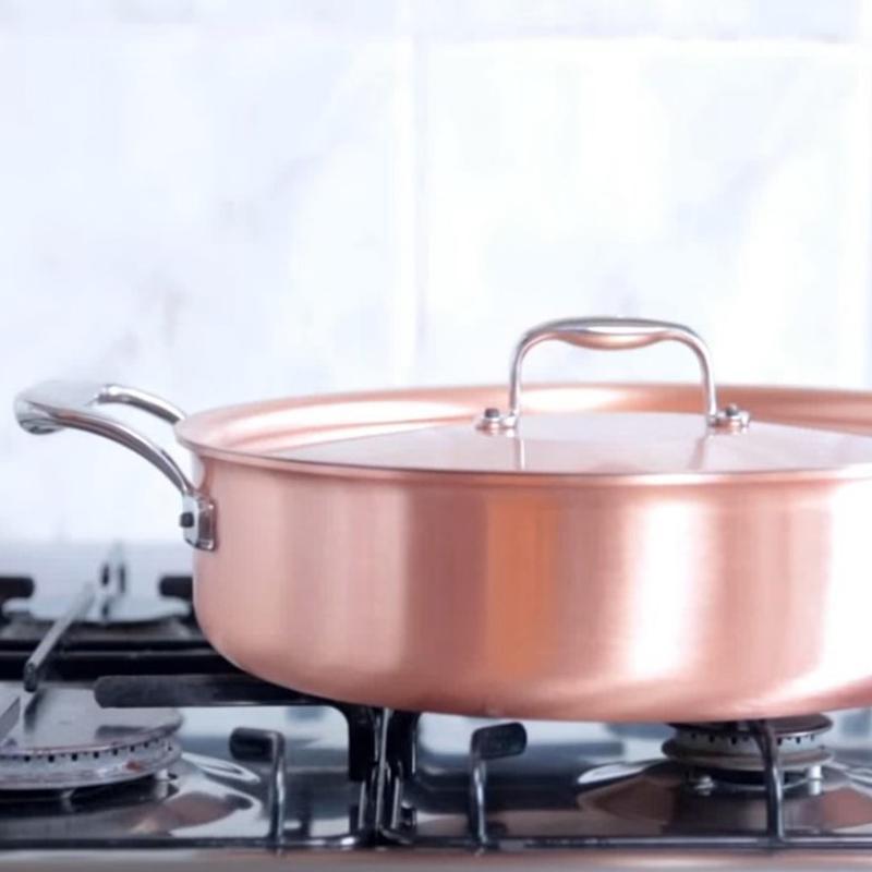 紅銅淺鍋24cm[含鍋蓋超值組]-烤盤/壽喜燒鍋/炒鍋-兩款可選