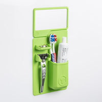 移動式牙刷收納格+鏡子套組 - 檸檬綠