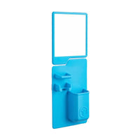 移動式牙刷收納格+鏡子套組 - 天空藍