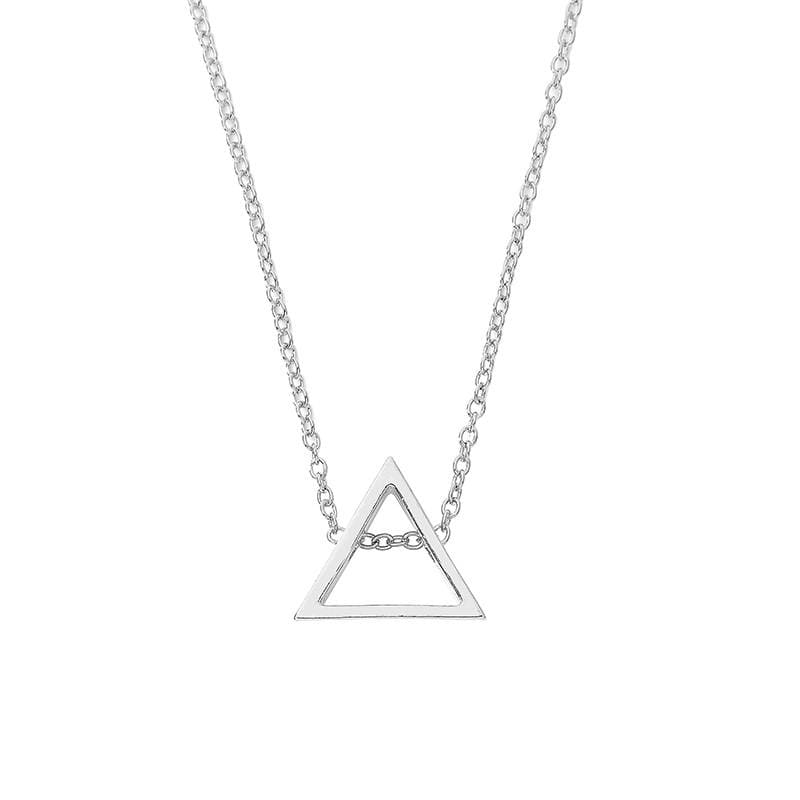 三角型簍空銀色幾何項鍊