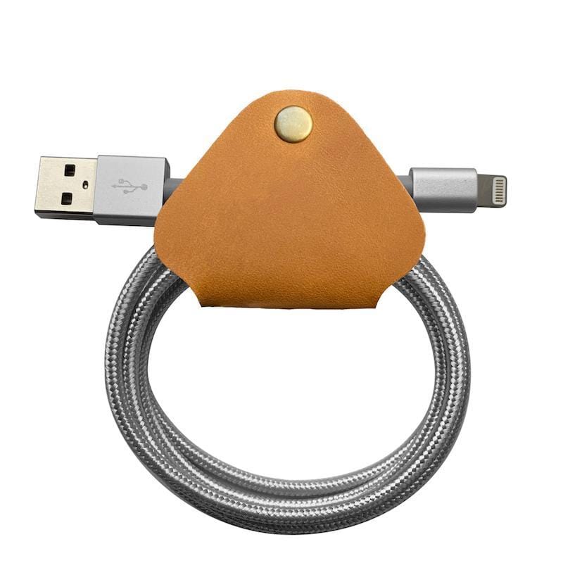 【超值組】手工真皮收線器-USB-A to Lightning 耐扯 快充 鋁合金編織充電傳輸線