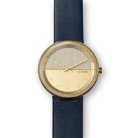 丹麥霍伊經典原木手錶－咖啡錶帶 (共三色錶盤) - 藍色、金色、黑色