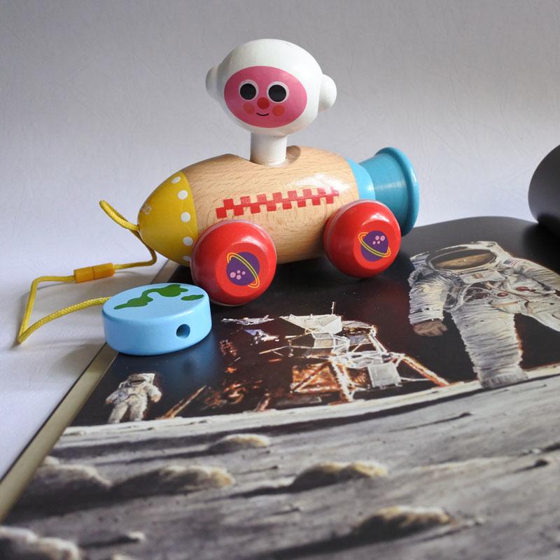 木質拖曳玩具 - 太空人 (開盒展示品，無外盒)