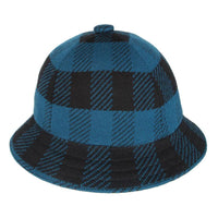 鐘型帽-黑藍格紋