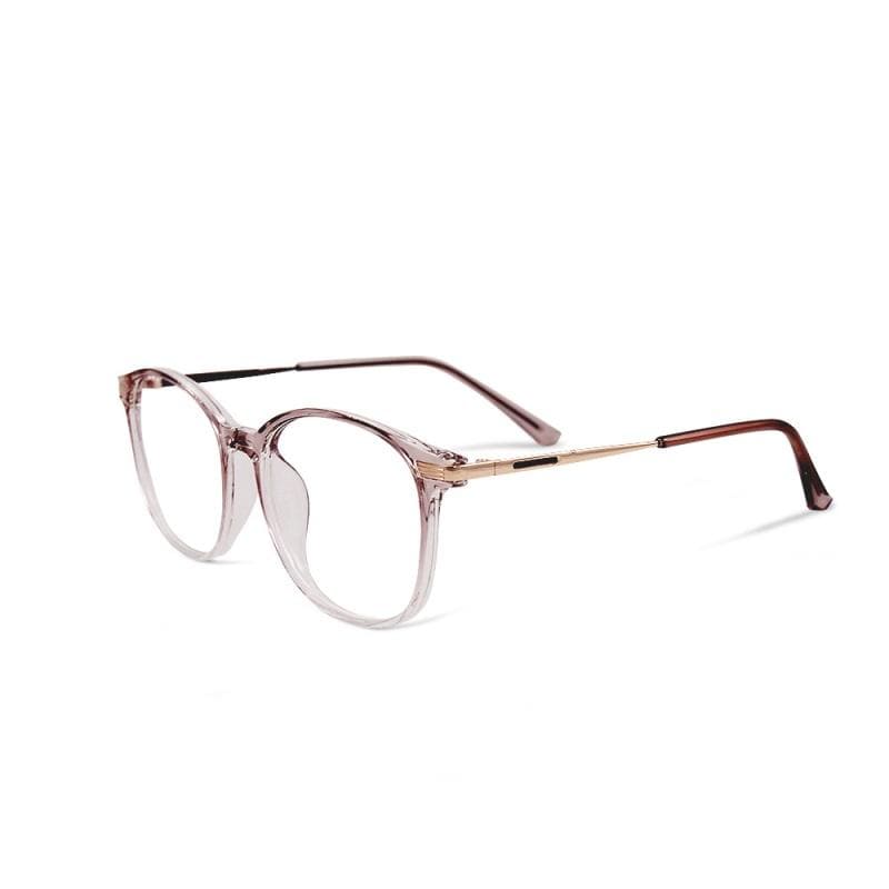 日系基本款輕量造型透奶茶TR90輕量方框金屬鏡腳UV400濾藍光眼鏡
