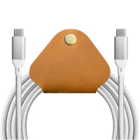 【ENABLE】2年保固 ZOOM! USB-C to USB-C PD100W 5A大電流 高速充電/傳輸線(2m)+真皮收線器- 銀白