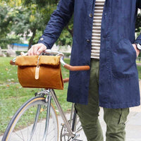 日系率性經典兩用油布 側背/單車包 - 芥末色