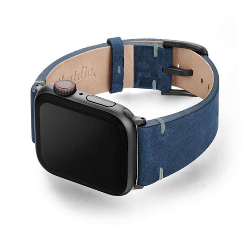Apple Watch 義大利手工 小牛皮復古錶帶 - 藍色