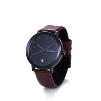 日本低調率性真皮腕錶- 不銹鋼黑 咖啡皮帶