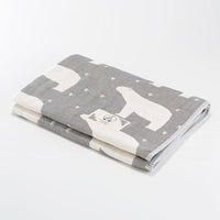 日本製三河木綿-六重紗布被厚款－守護星北極熊（灰）S號