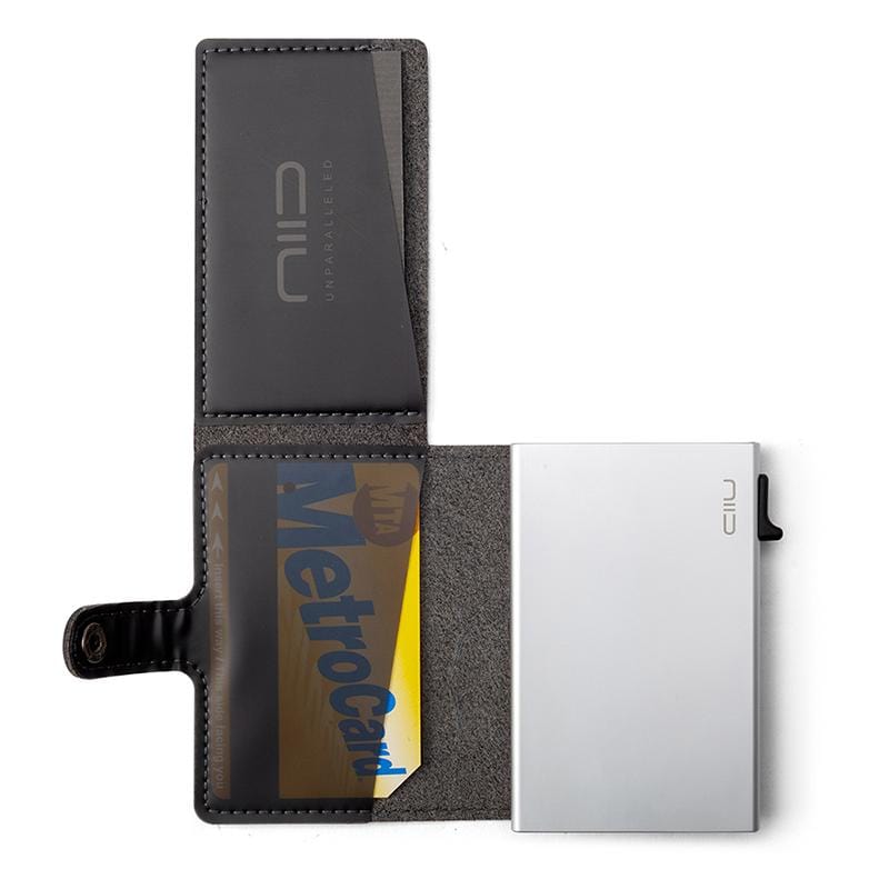 【Slide】Mini Wallet 防盜刷真皮科技卡夾 碳灰