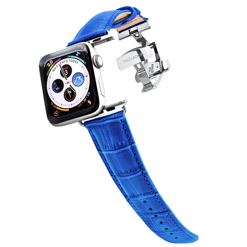 Apple Watch 皮革錶帶 - 地中海藍 Caiman系列 男仕版 (限量)