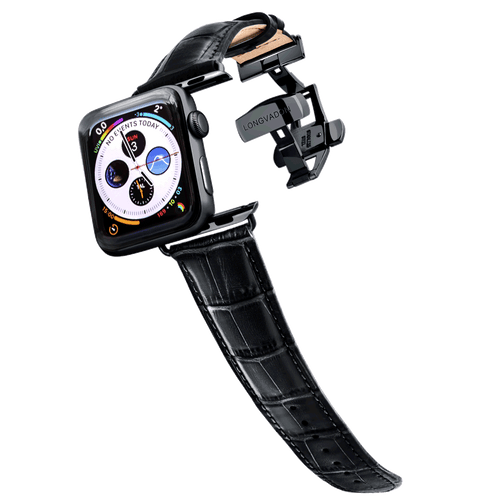 Apple Watch 皮革錶帶 - 午夜黑 Caiman系列 男仕版 (限量)