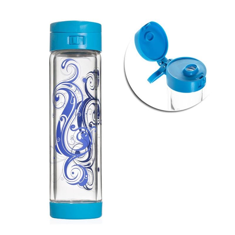 【送濾茶隔】雙層防護玻璃水瓶-彩繪TRIB款(三色可選) 470ml
