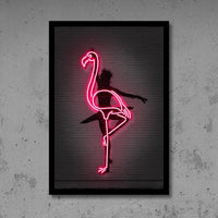 12” x 16” 霓虹式肖像海報 - 紅鶴與芭蕾女