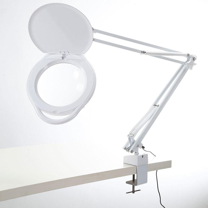 大鏡面雙色溫LED調光護眼檯燈放大鏡 桌夾式 E080