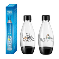 全新旋轉鋼瓶+插畫家水滴型專用水瓶500ML 2入(3款可選)
