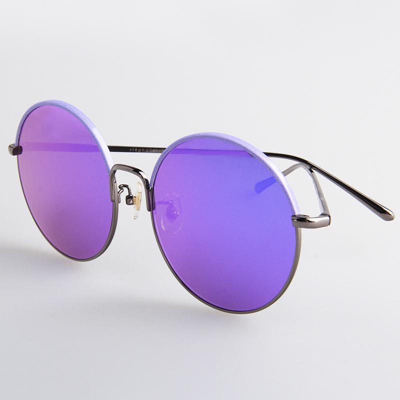 紫羅蘭色圓框復古太陽眼鏡