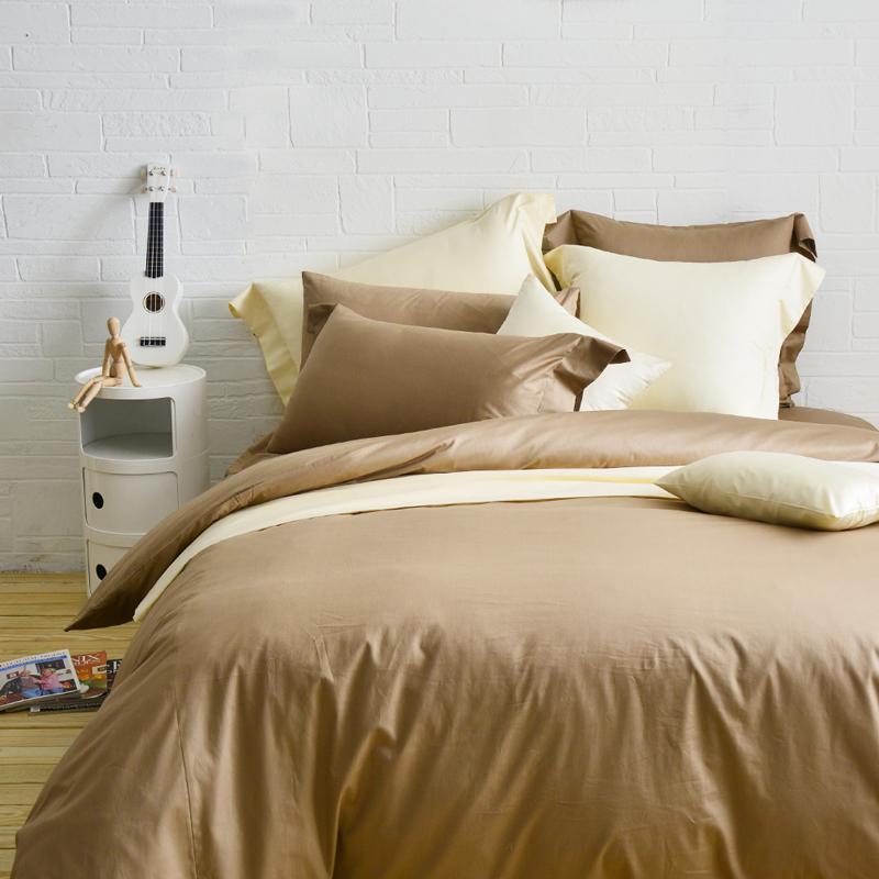簡單純色-200織精梳棉四件式被套床包組-雙人(9色)