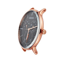 THEY三眼系列 黑錶盤x玫瑰金錶框 皮革錶帶41mm -1868A-06