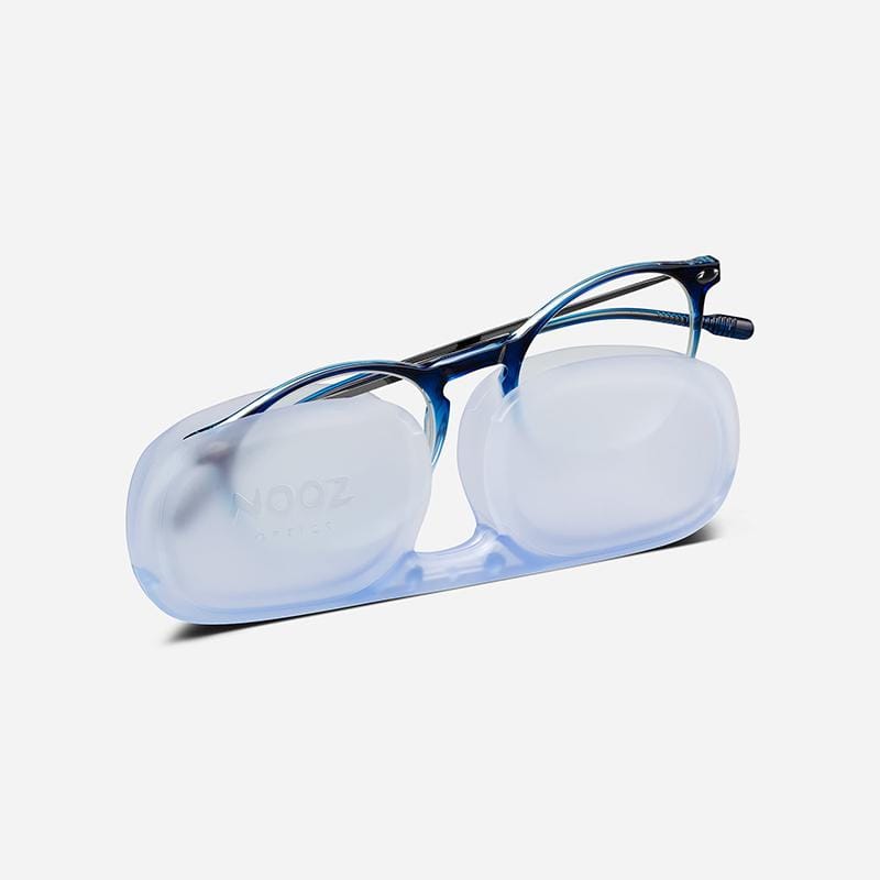 抗藍光時尚造型平光閱讀眼鏡-鏡腳便攜款（橢圓-雙色漸變-藍色透明）