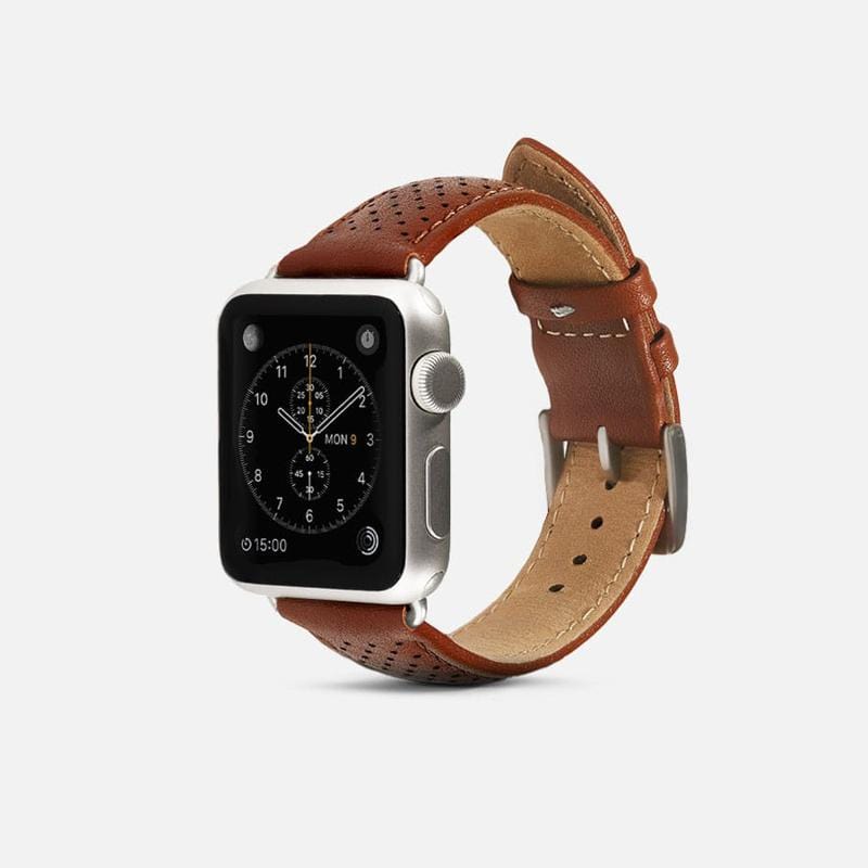 Apple Watch 網眼皮革錶帶 - 栗子棕