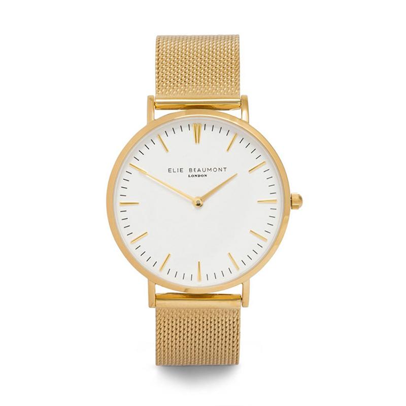 牛津米蘭錶帶系列 白錶盤x金色錶帶錶框手錶38mm EB805GM Gold