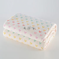 日本製三河木綿-加厚款六重紗布被－八色希望彩虹愛心（L號）